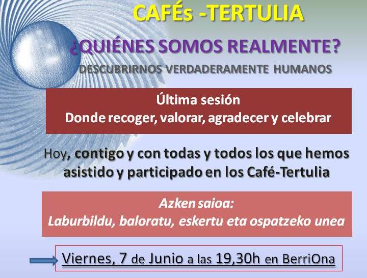 imagen Último café-tertulia, viernes 7 Junio a 19,30h